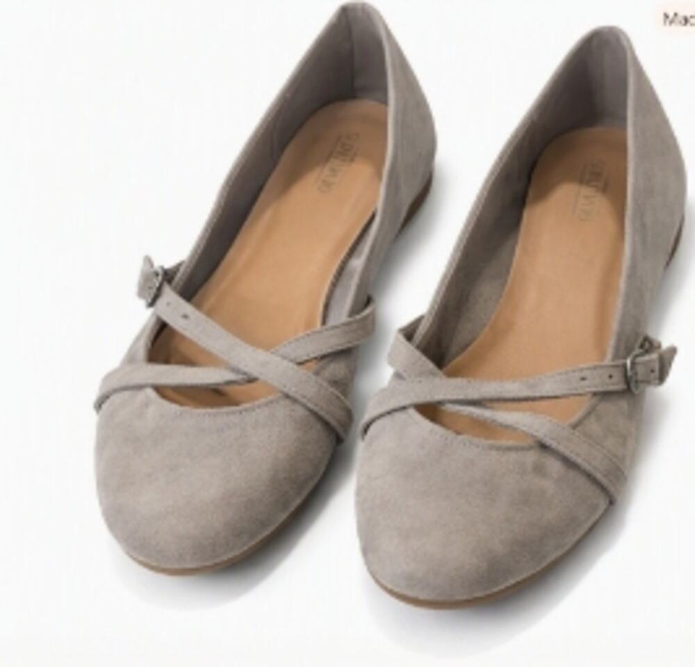 Seychelles Taupe Suede‑Feel Ballet Flats Cross-Strap Women’s 7.5 W